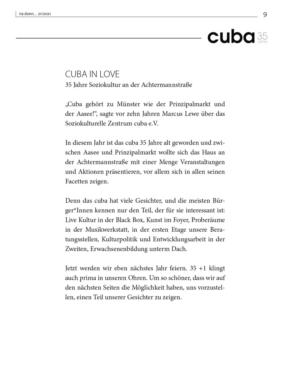Galerie KW 21 – 35 Jahre CUBA IN LOVE Soziokultur an dr Achtermannstraße