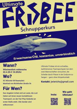 Flyer Ultimate Frisbee Schnupperkurs